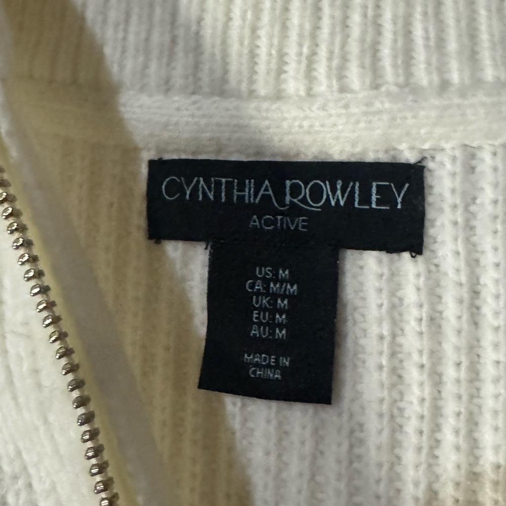 Cynthia Rowley Knit Sleeveless Half-Zip Sweater Boxy Black Stripes - Size M - Picture 3 of 6